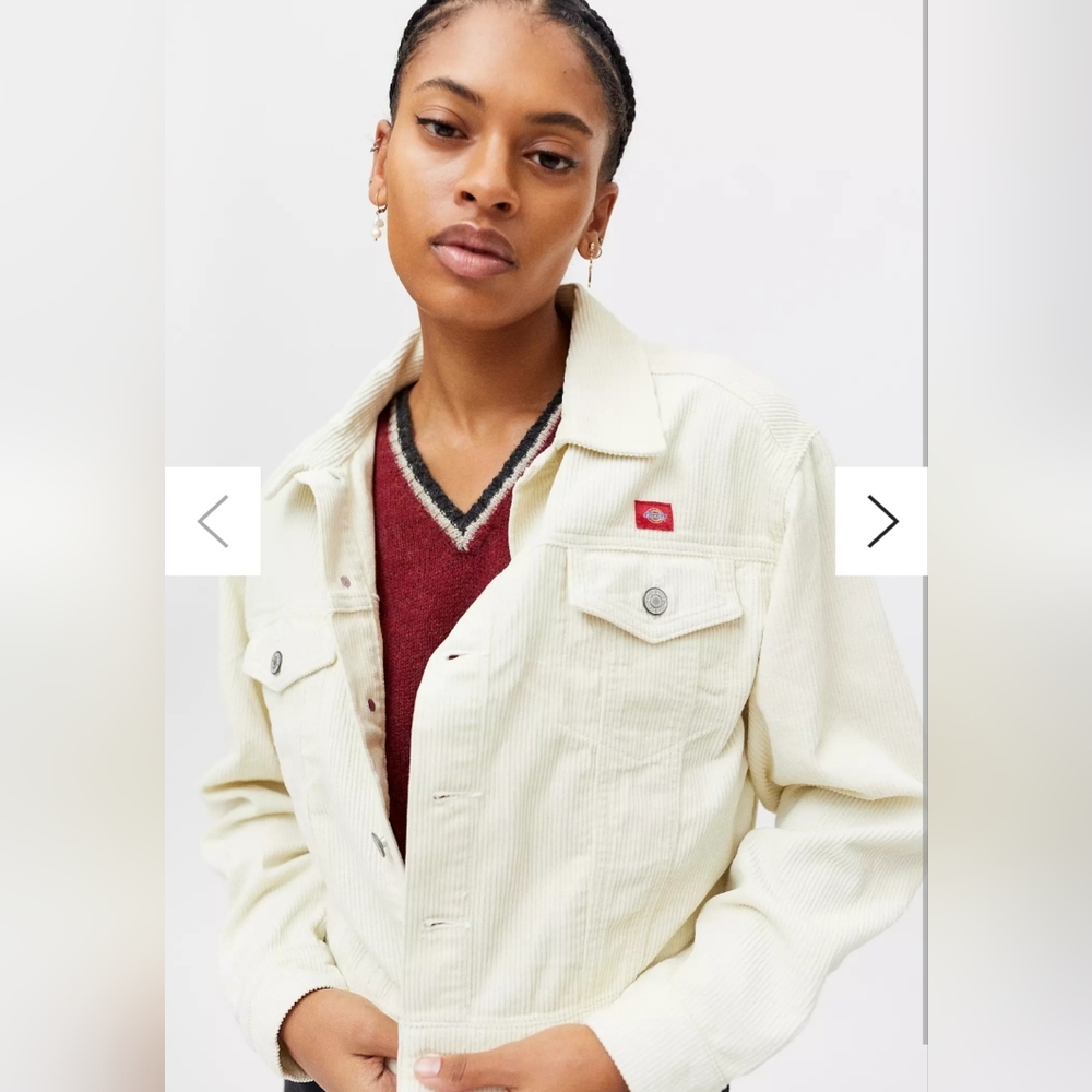 Dickies  Womens Corduroy Cream Cropped Oversized Jacket Sz XL